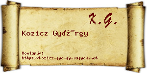 Kozicz György névjegykártya